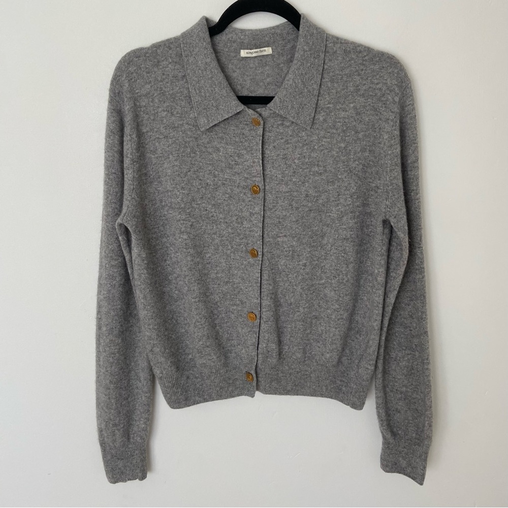 Gray Button-Up Women's Cardigan